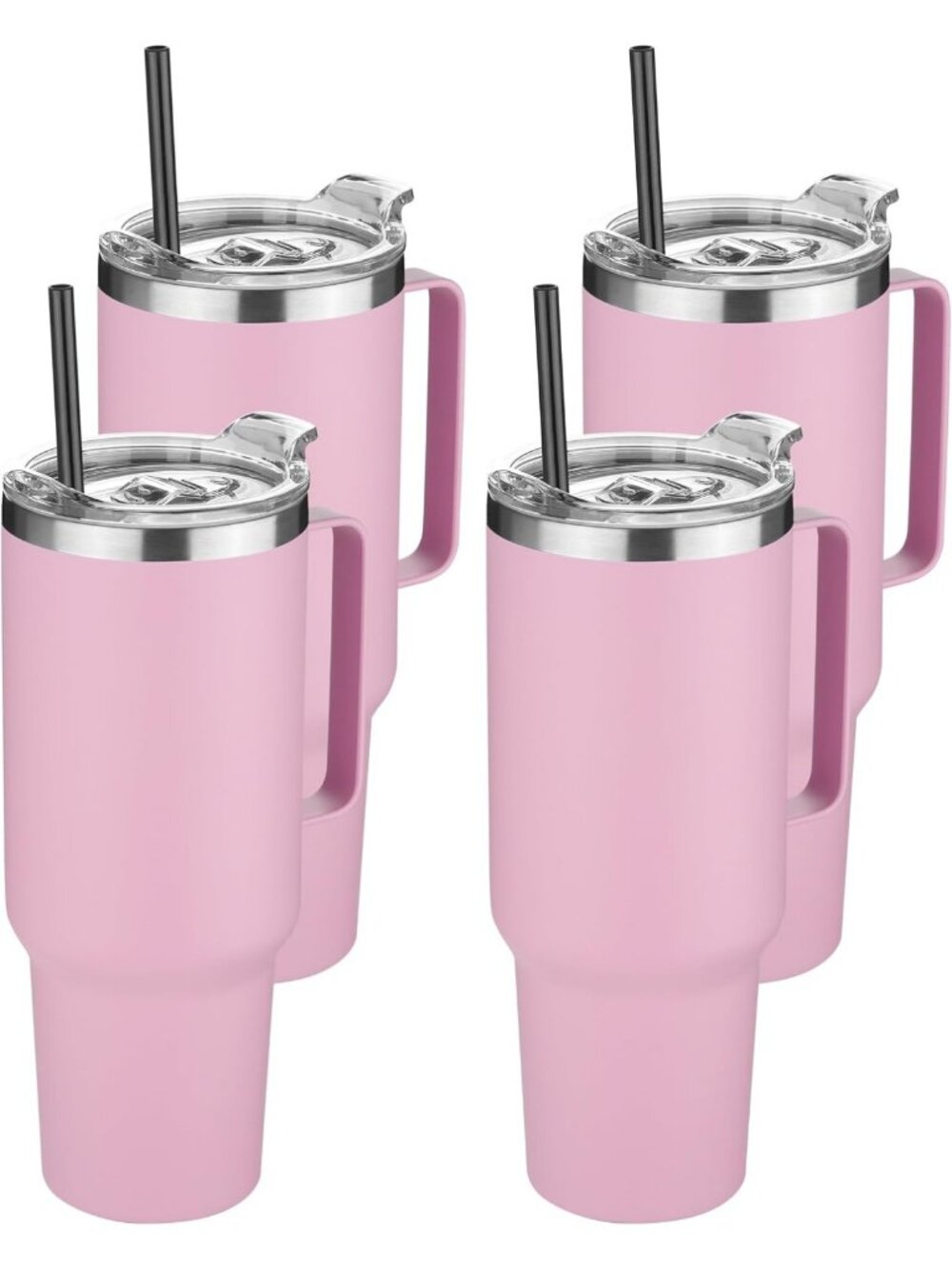 40 oz Stainless Steel Tumbler with Handle | Vacuum Insulated Travel Mug | Pink